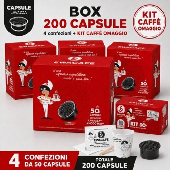 Image de Box 200 Capsule EwaCafè Compatibili Lavazza modo mio + Kit Caffè Omaggio